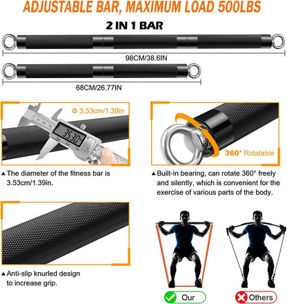 Get Fit or Get Outta Here: The Portable Resistance Band Bar Set for Couch Potatoes Who Lift 500LBS of Snacks!